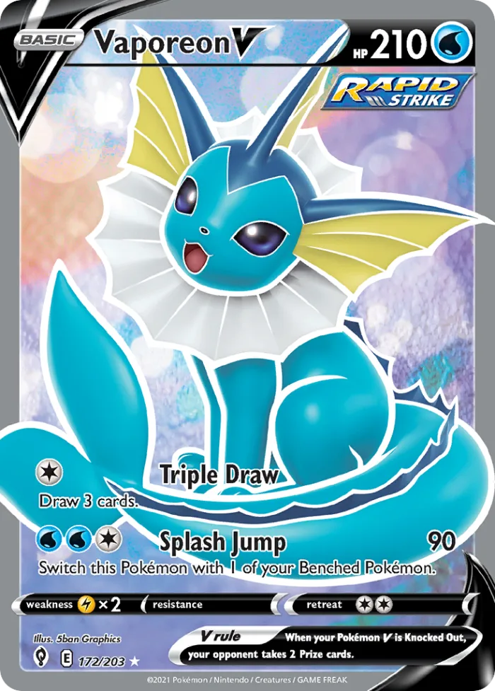 Vaporeon V #172 Evolving Skies Pokemon card
