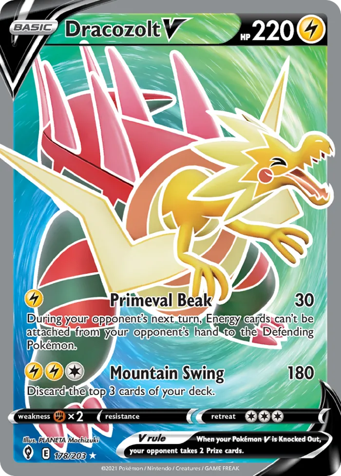 Dracozolt V #178 Evolving Skies Pokemon card