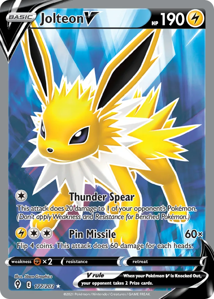 Jolteon V #177 Evolving Skies Pokemon card