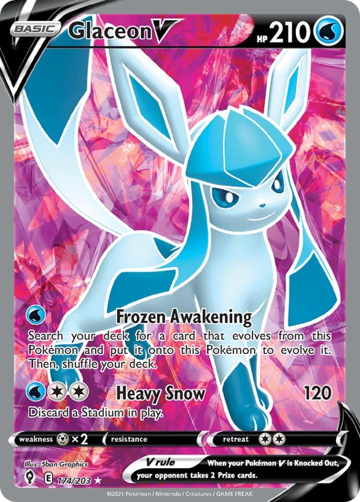 Glaceon V #174 Evolving Skies Pokemon card
