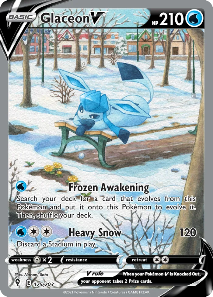 Glaceon V #175 Evolving Skies Pokemon card