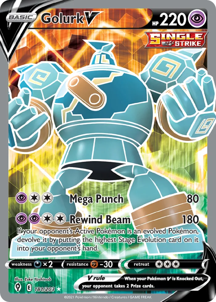 Golurk V #181 Evolving Skies Pokemon card