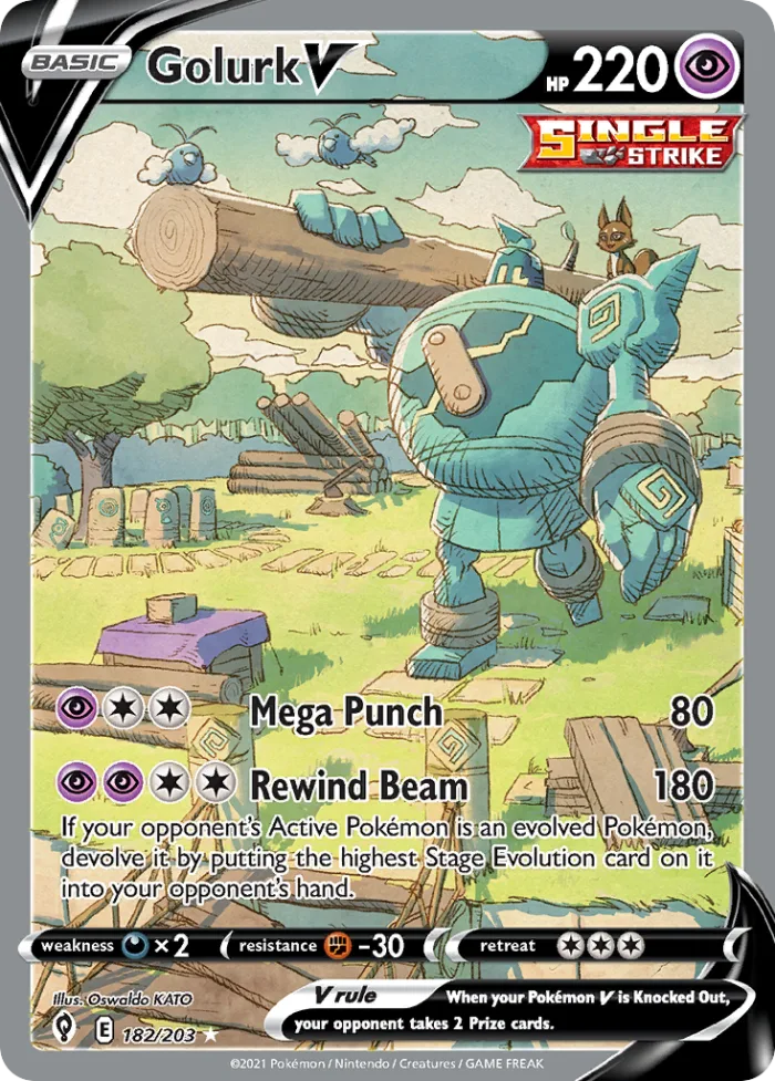 Golurk V #182 Evolving Skies Pokemon card