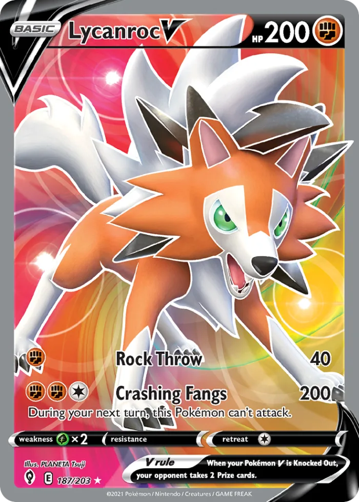 Lycanroc V #187 Evolving Skies Pokemon card