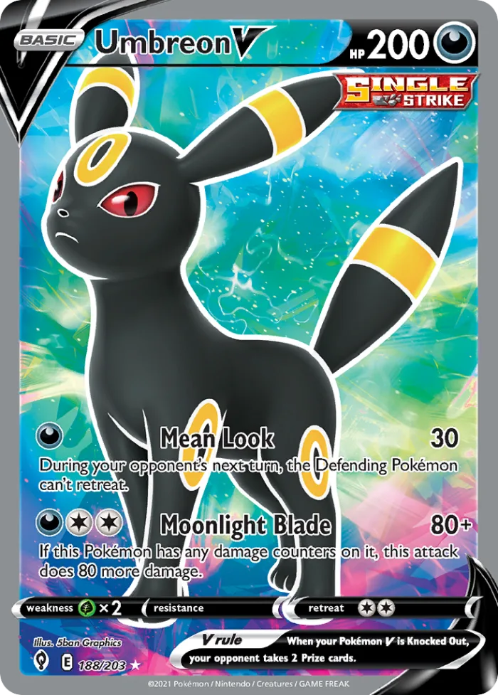 Umbreon V #188 Evolving Skies Pokemon card
