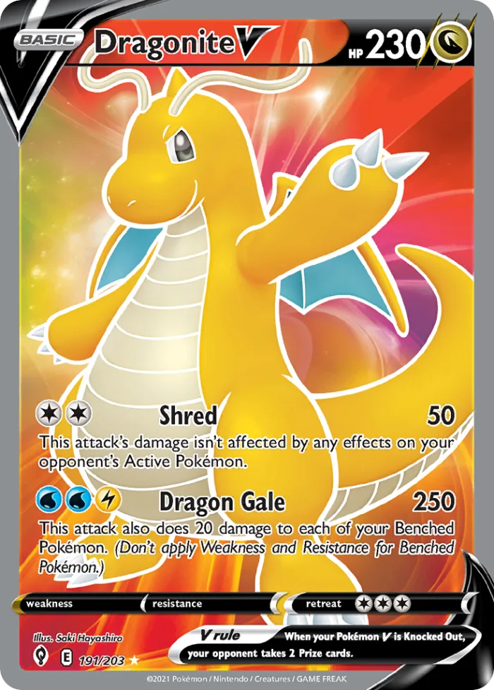 Dragonite V #191 Evolving Skies Pokemon card