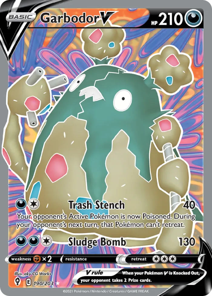 Garbodor V #190 Evolving Skies Pokemon card