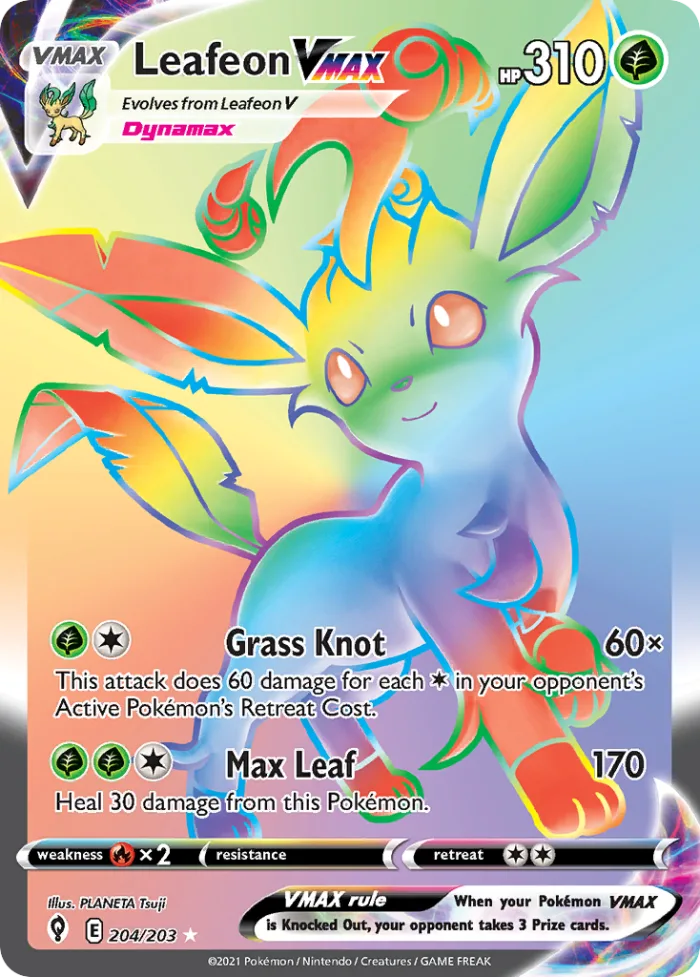 Leafeon VMAX #204 Evolving Skies Pokemon card
