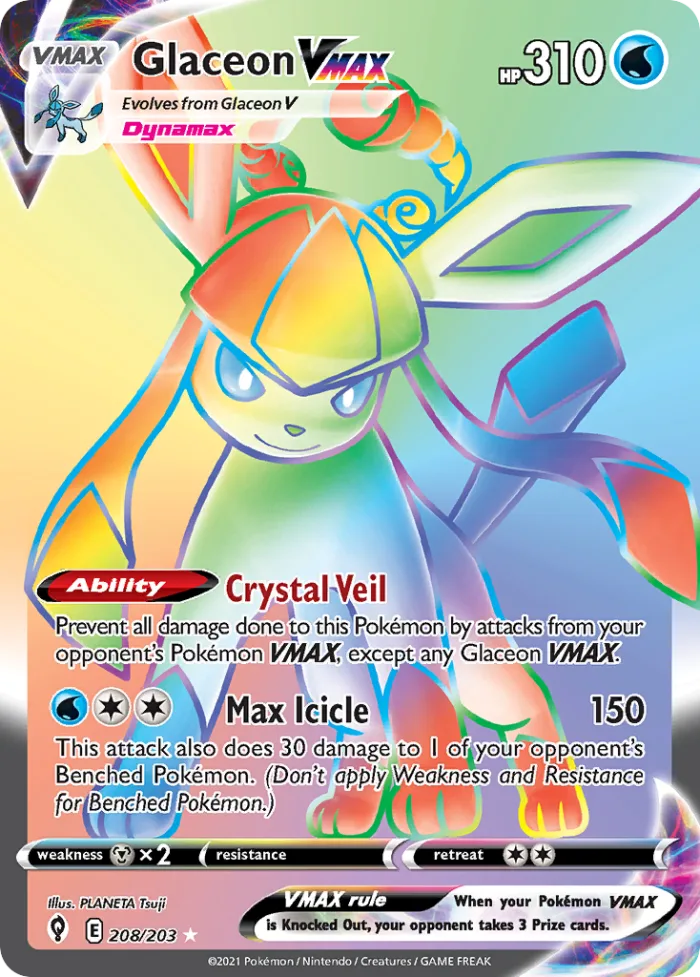 Glaceon VMAX #208 Evolving Skies Pokemon card