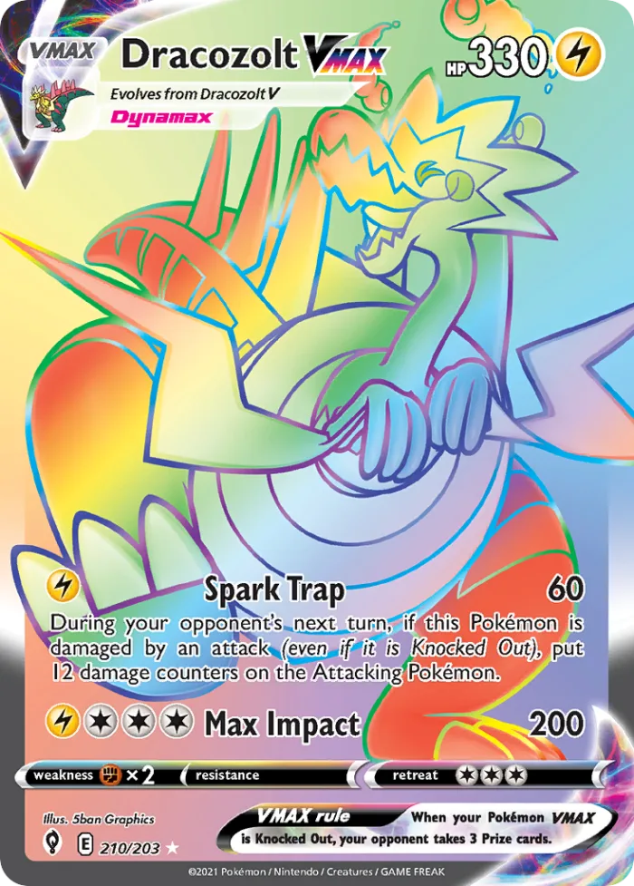 Dracozolt VMAX #210 Evolving Skies Pokemon card