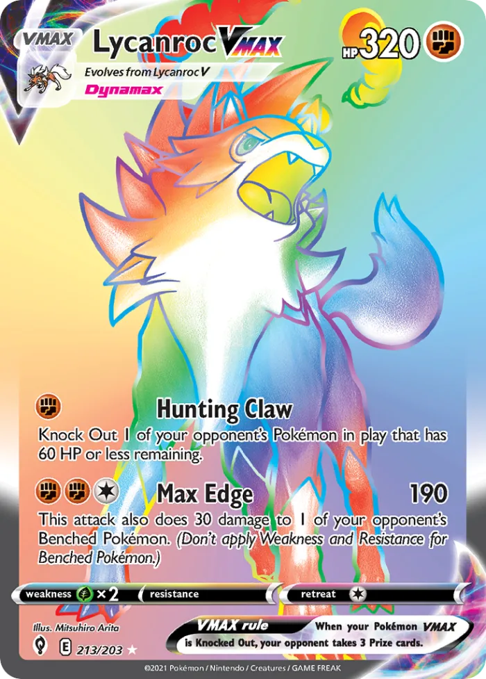 Lycanroc VMAX #213 Evolving Skies Pokemon card