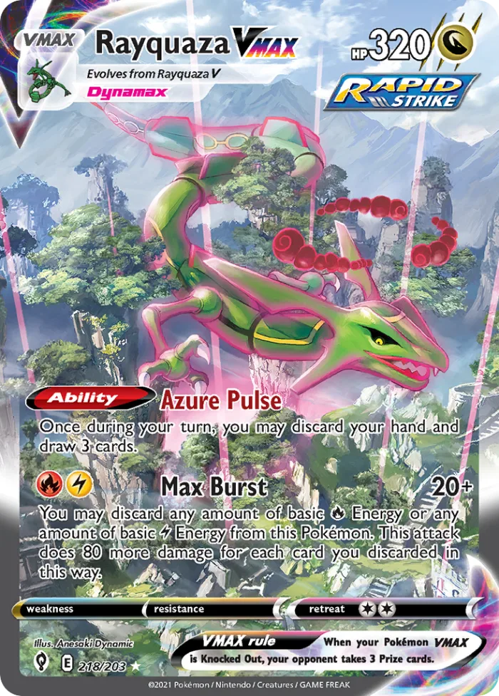 Rayquaza VMAX #218 Evolving Skies Pokemon card