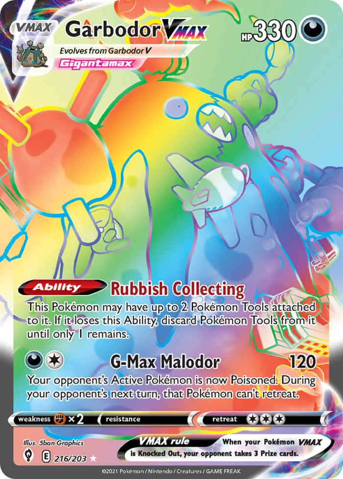 Garbodor VMAX #216 Evolving Skies Pokemon card