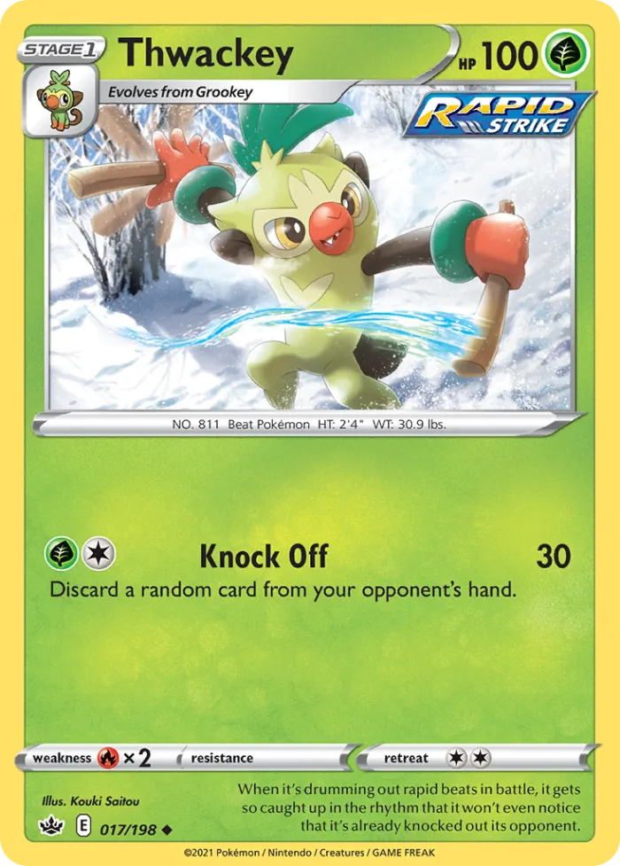 Thwackey #17 Chilling Reign Pokemon card