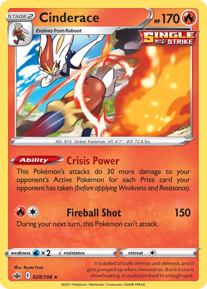 Cinderace #28 Chilling Reign Pokemon card