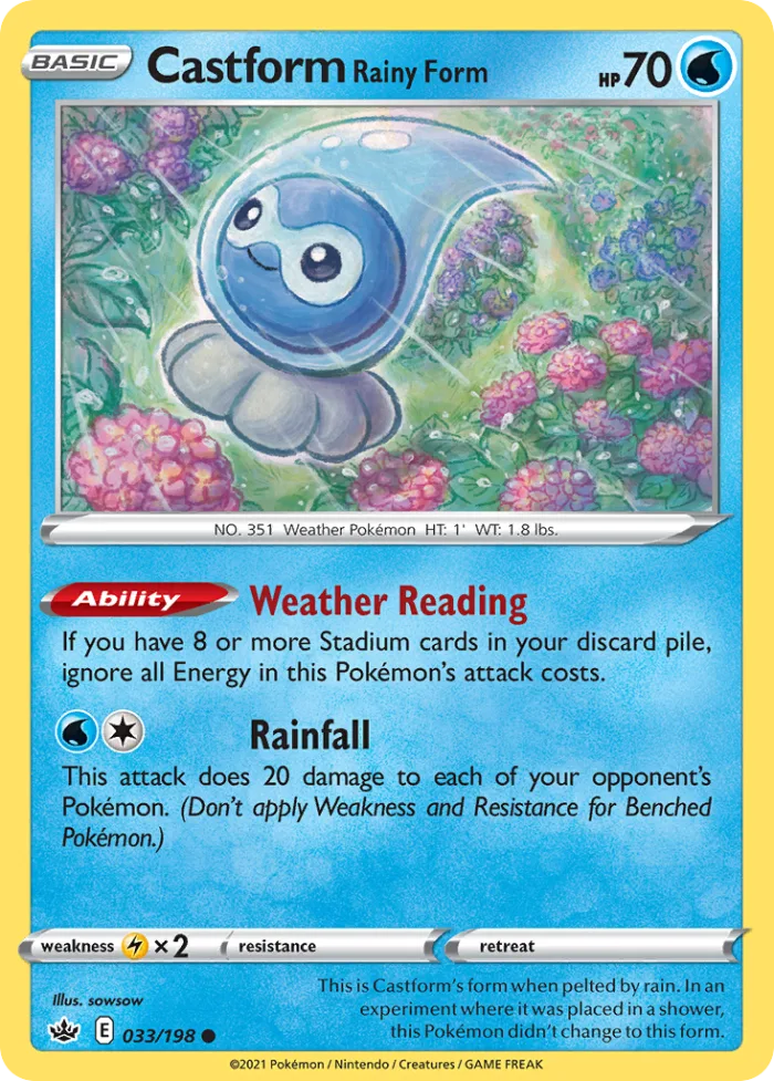 Castform Rainy Form #33 Chilling Reign Pokemon card