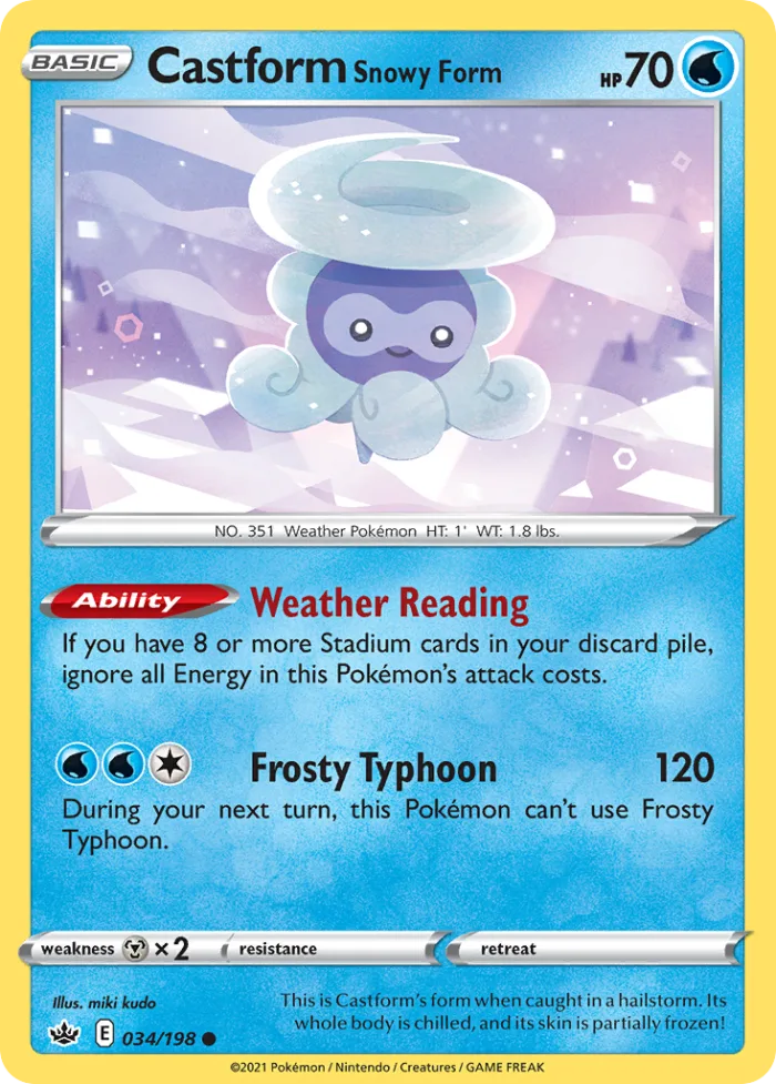 Castform Snowy Form #34 Chilling Reign Pokemon card