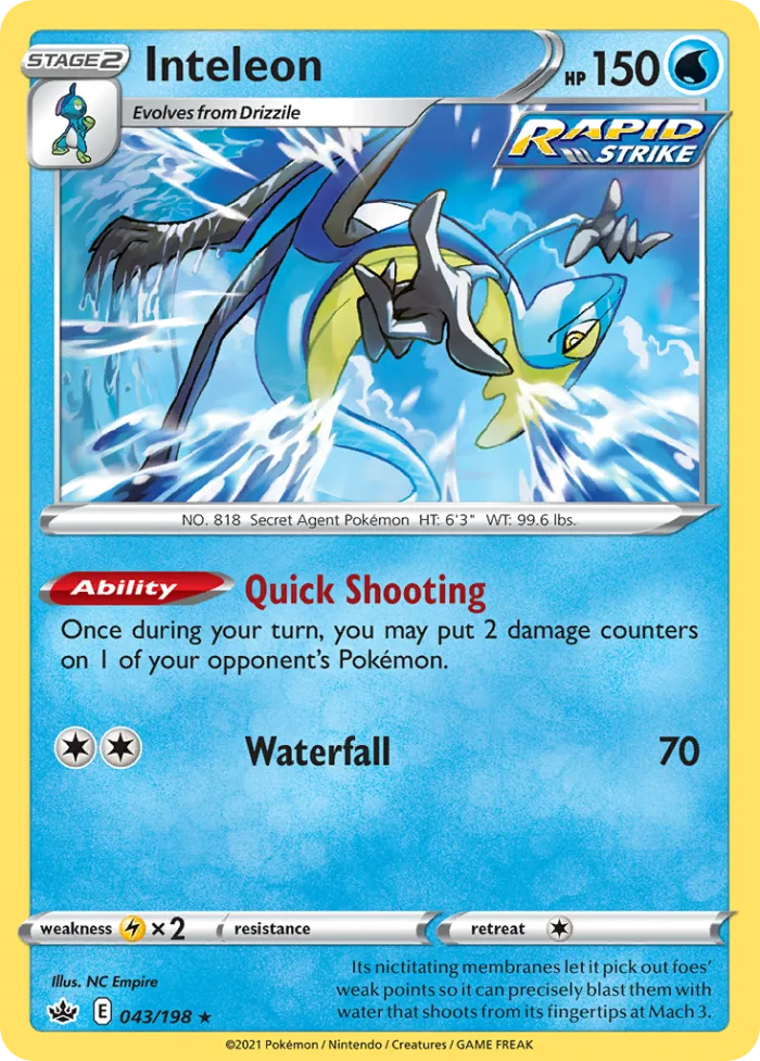 Inteleon #43 Chilling Reign Pokemon card