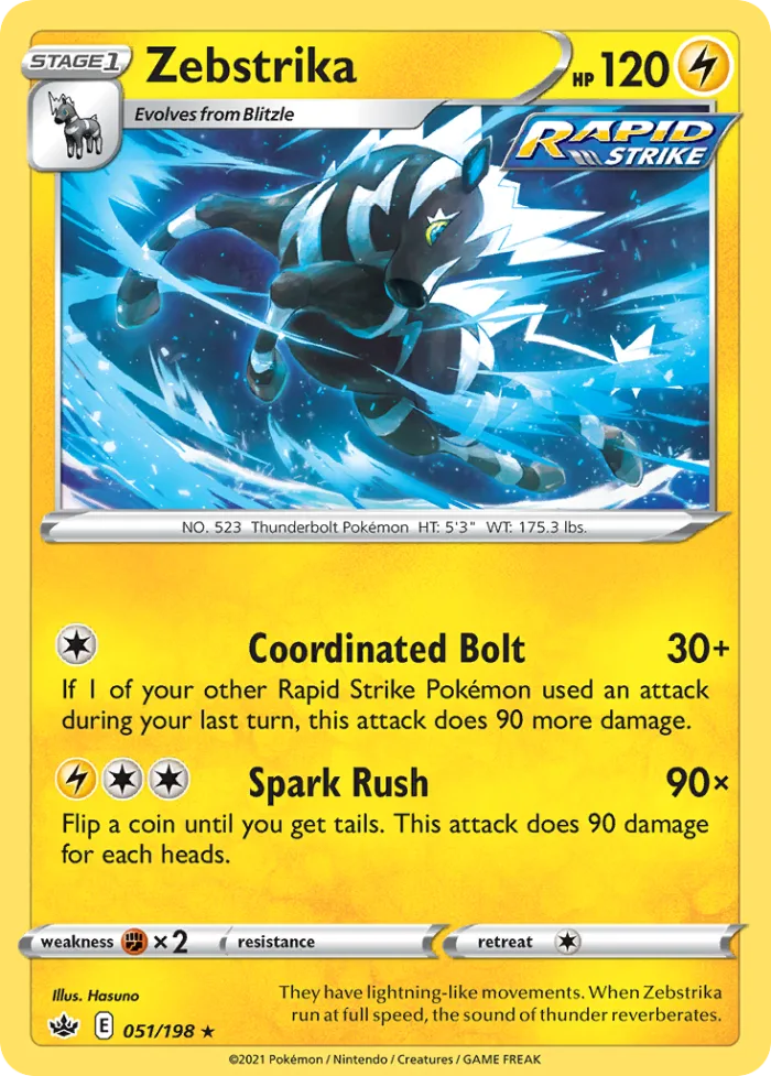 Zebstrika #51 Chilling Reign Pokemon card