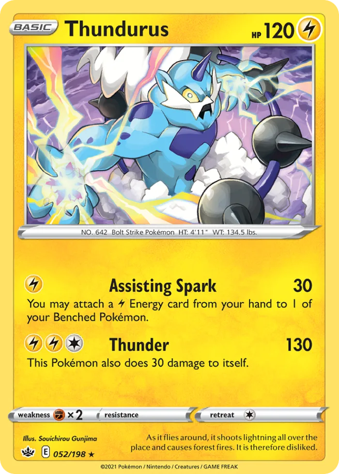 Thundurus #52 Chilling Reign Pokemon card