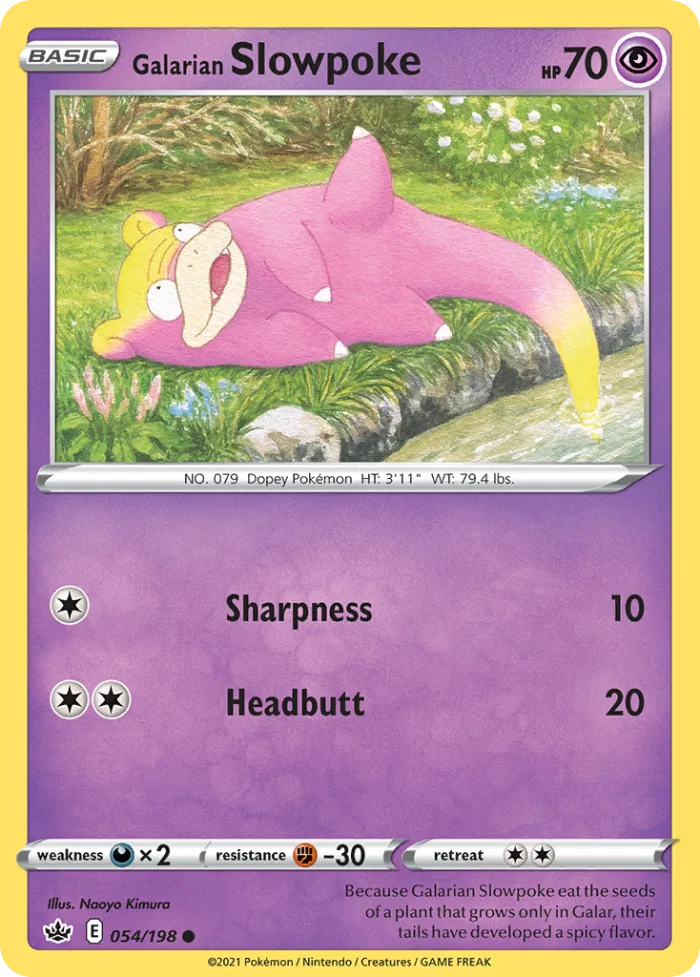 Galarian Slowpoke #54 Chilling Reign Pokemon card