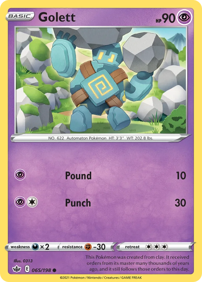 Golett #65 Chilling Reign Pokemon card