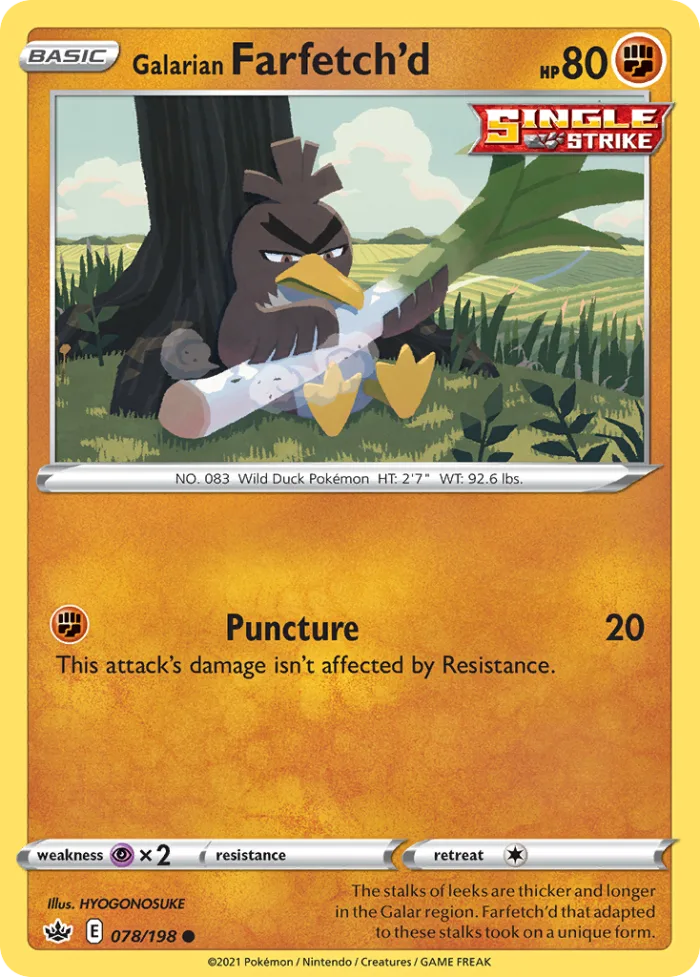Galarian Farfetch'd #78 Chilling Reign Pokemon card