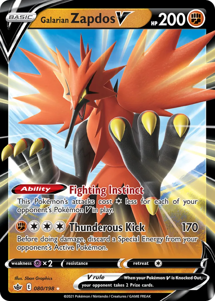Galarian Zapdos V #80 Chilling Reign Pokemon card