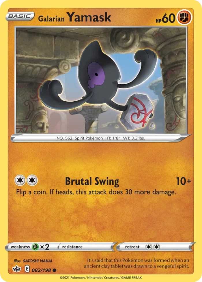 Galarian Yamask #82 Chilling Reign Pokemon card