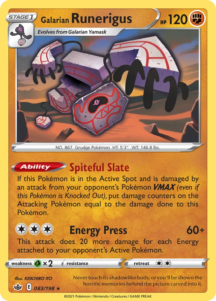 Galarian Runerigus #83 Chilling Reign Pokemon card