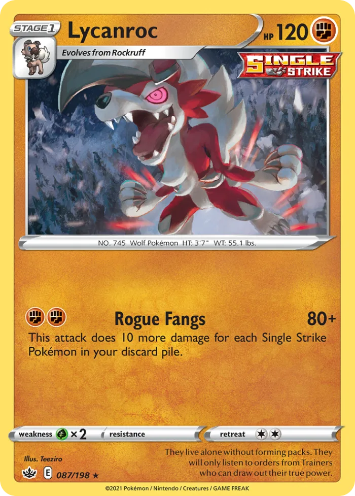 Lycanroc #87 Chilling Reign Pokemon card