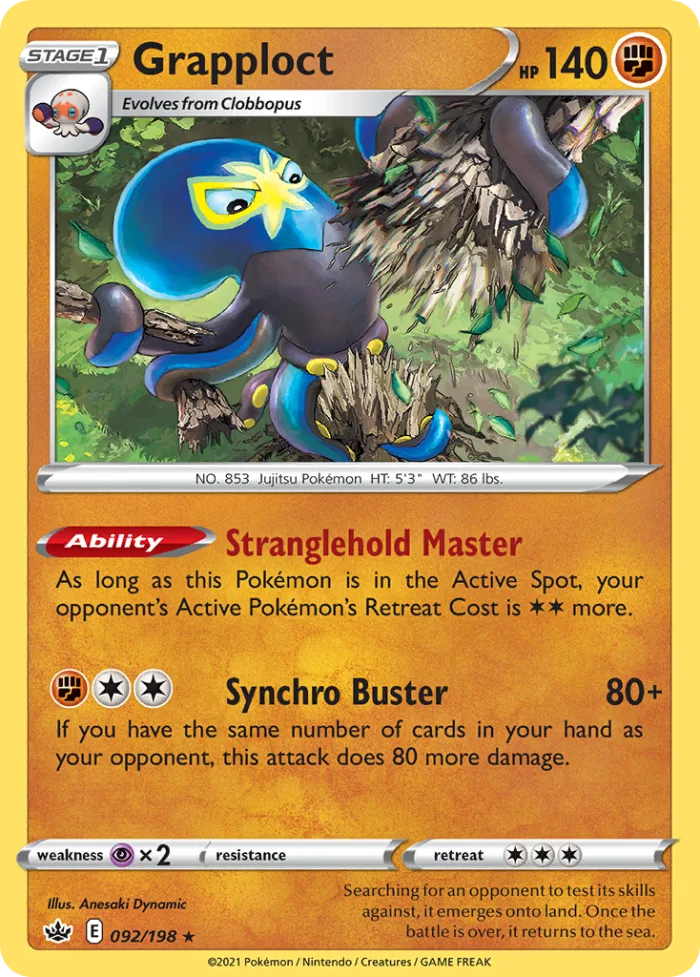 Grapploct #92 Chilling Reign Pokemon card