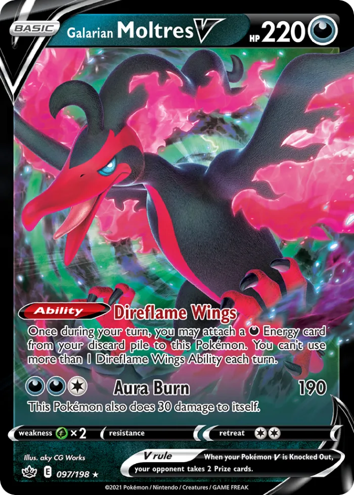 Galarian Moltres V #97 Chilling Reign Pokemon card