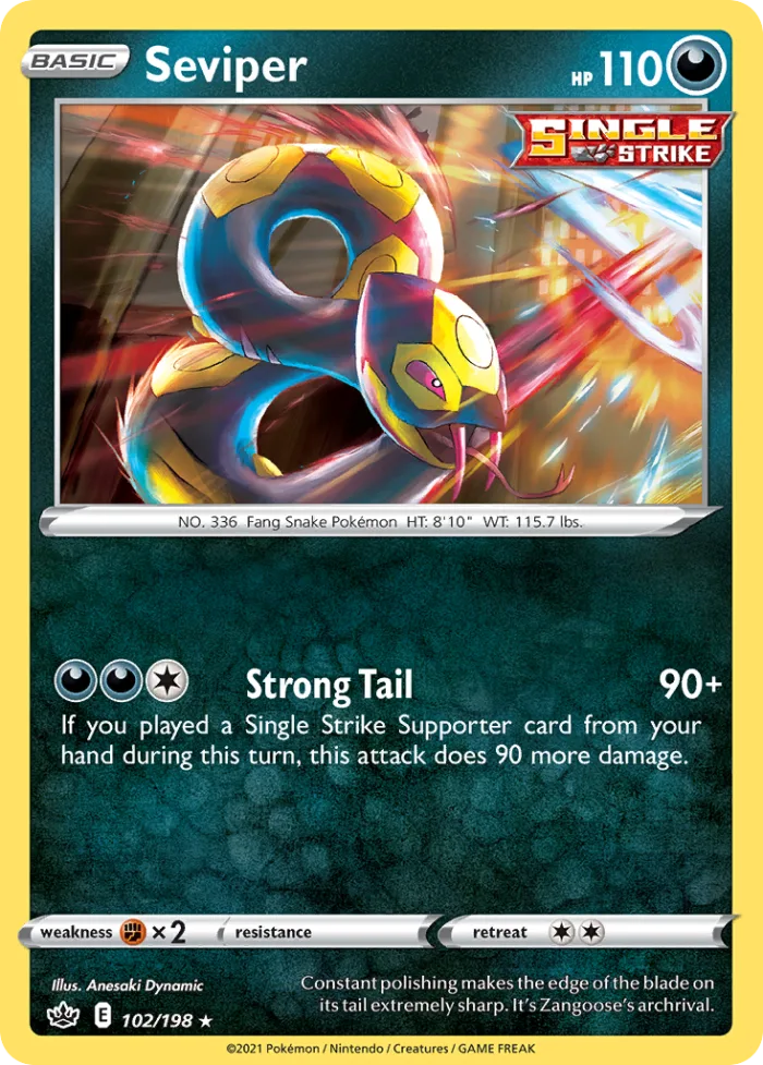 Seviper #102 Chilling Reign Pokemon card