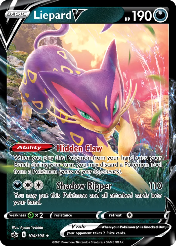Liepard V #104 Chilling Reign Pokemon card