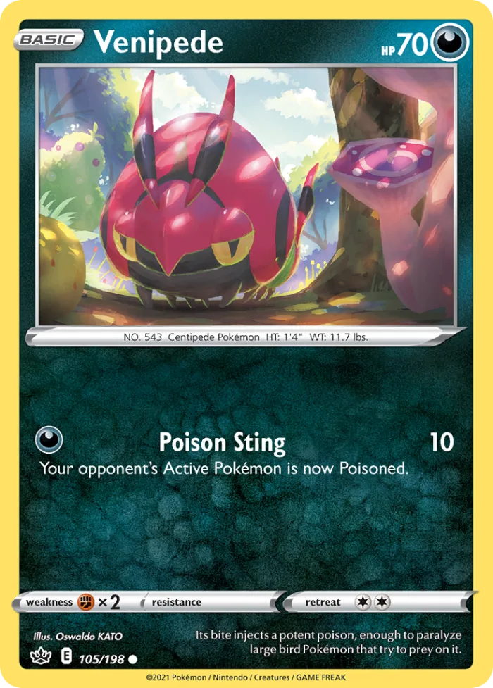 Venipede #105 Chilling Reign Pokemon card