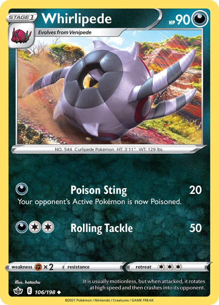Whirlipede #106 Chilling Reign Pokemon card