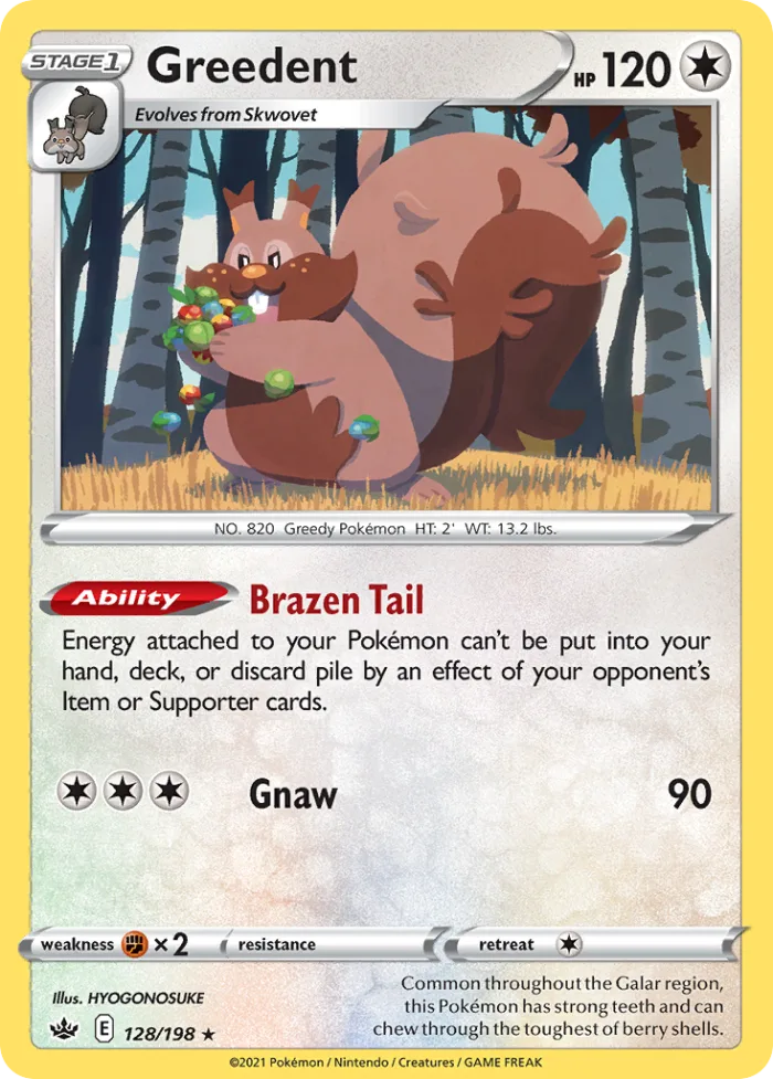 Greedent #128 Chilling Reign Pokemon card