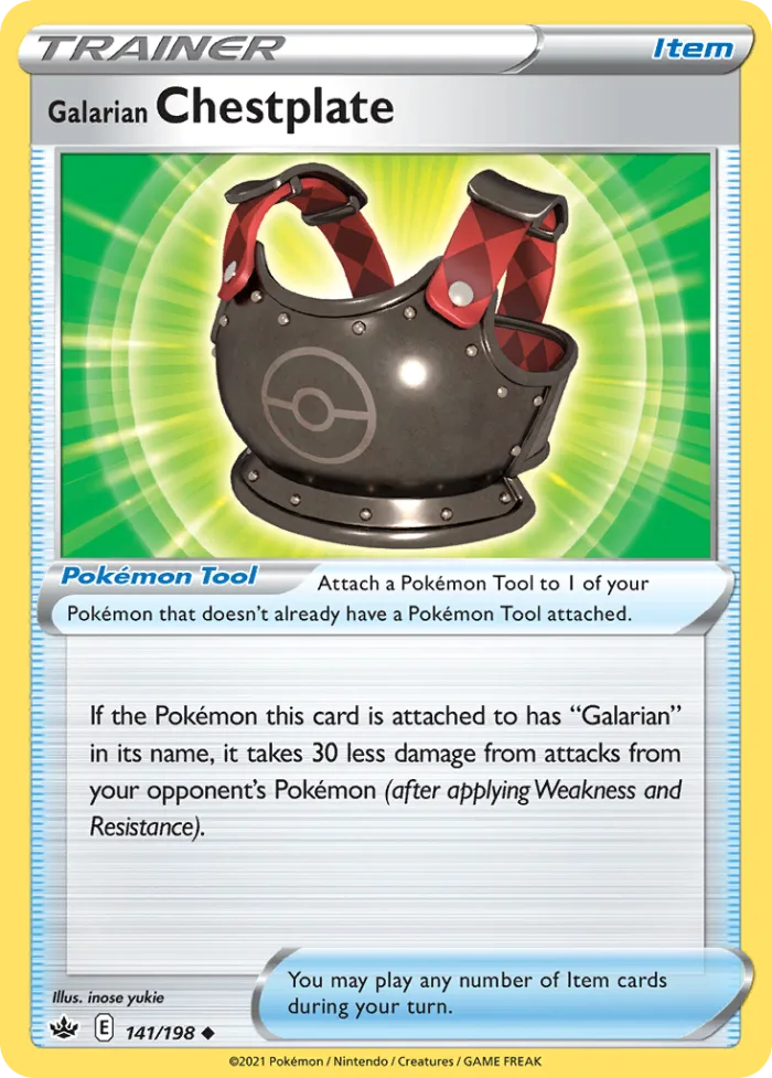 Galarian Chestplate #141 Chilling Reign Pokemon card