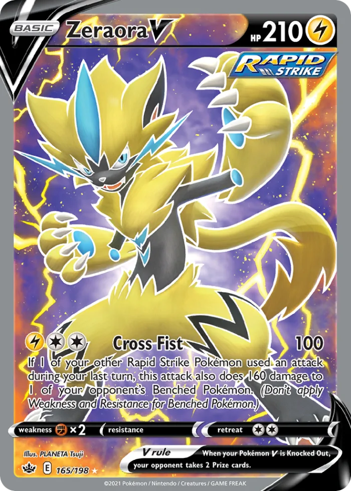 Zeraora V #165 Chilling Reign Pokemon card