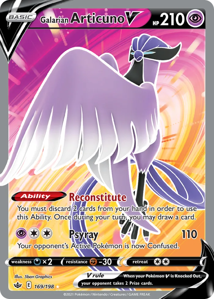 Galarian Articuno V #169 Chilling Reign Pokemon card
