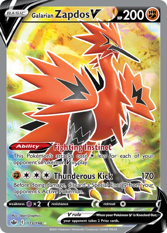 Galarian Zapdos V #173 Chilling Reign Pokemon card