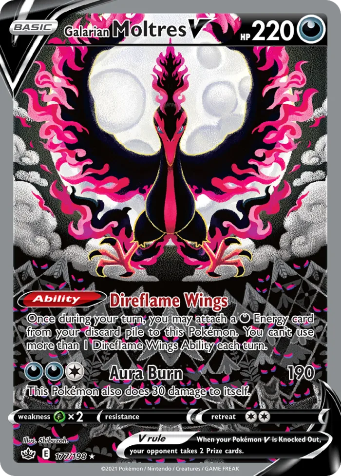 Galarian Moltres V #177 Chilling Reign Pokemon card