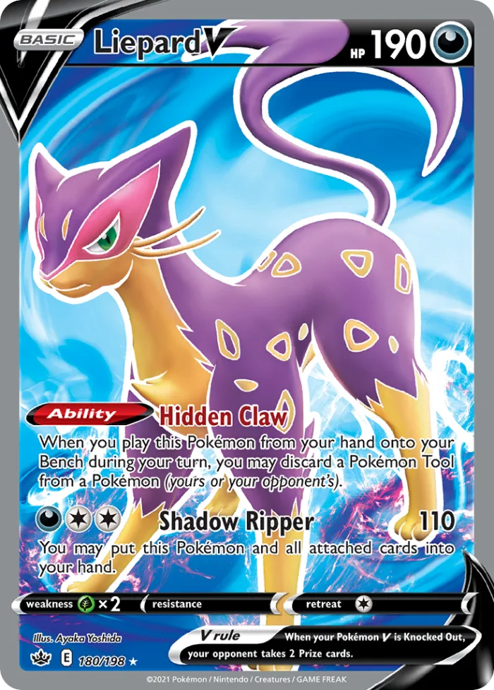 Liepard V #180 Chilling Reign Pokemon card