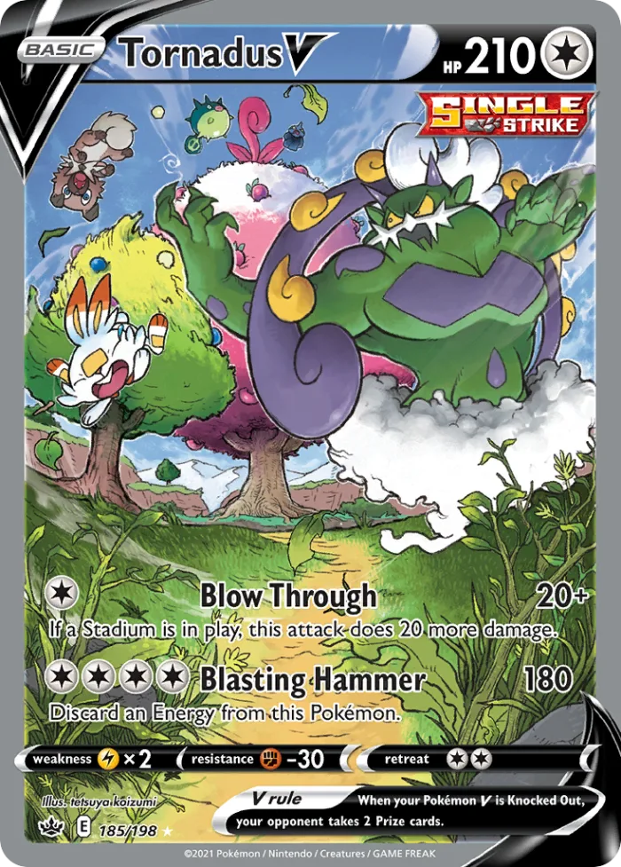 Tornadus V #185 Chilling Reign Pokemon card