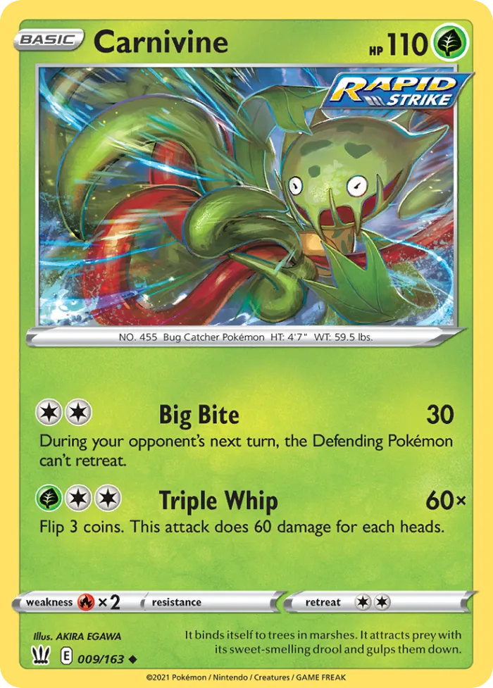 Carnivine #9 Battle Styles Pokemon card