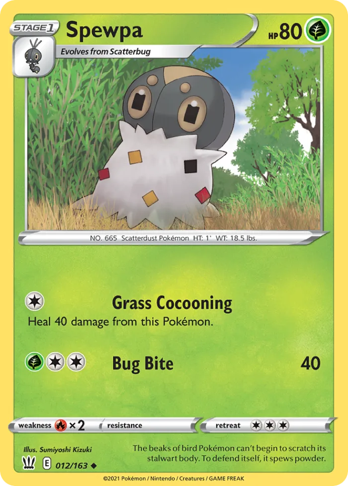Spewpa #12 Battle Styles Pokemon card