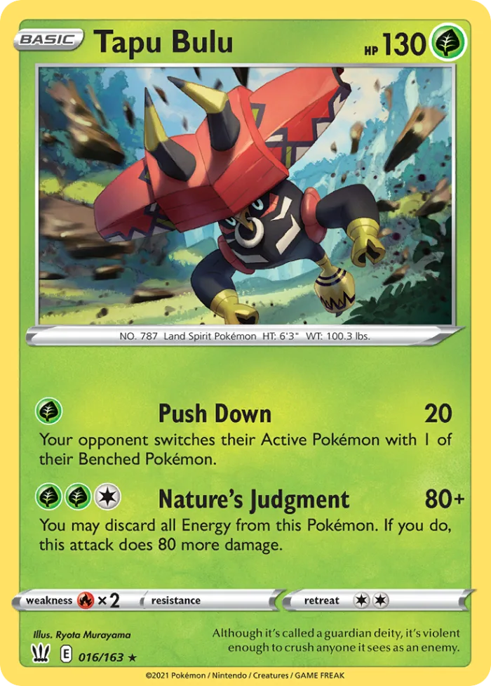 Tapu Bulu #16 Battle Styles Pokemon card
