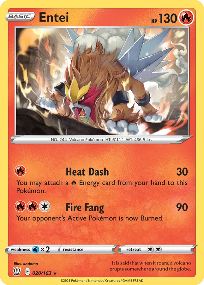 Entei #20 Battle Styles Pokemon card