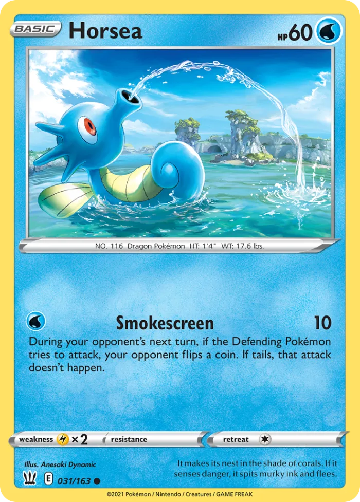 Horsea #31 Battle Styles Pokemon card